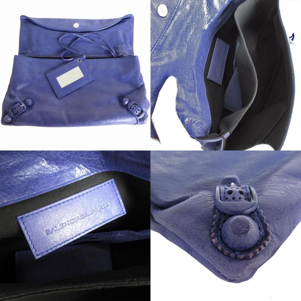Balenciaga Giant Envelope Leather Clutch Bag Purple - Picture 4 of 4